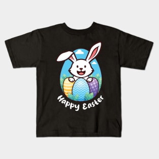 Happy Easter - Easter Bunny (on dark colors) Kids T-Shirt